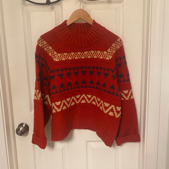 NWT Universal Thread Red Fair-isle Mock-neck Sweater - Picture 2 of 8